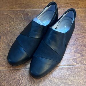 BEAUTIFEEL Black Soft Leather Slip On Low Block Heel Classic Comfort Pump 37/6.5